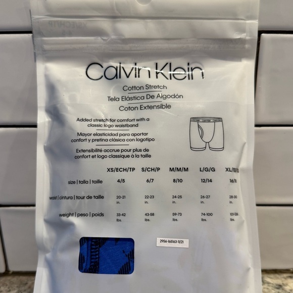 NWT Calvin Klein Boy's Cotton Stretch Boxer Briefs 2 Pack - Blue Size XS (4-5) - Picture 2 of 5